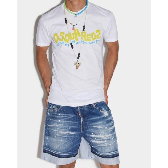 NEW DSQUARED2 waving logo cool t-shirt in white